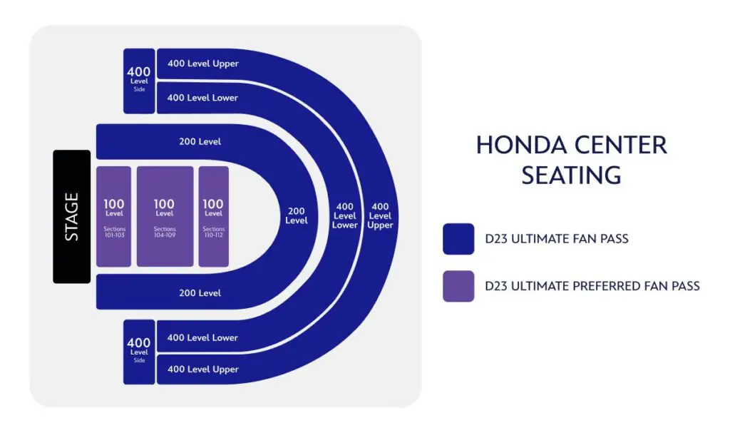 Honda Center seating chart for D23: The Ultimate Disney Fan Event