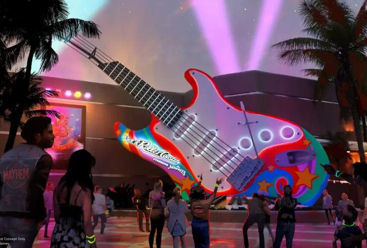 Concept art for the entrance to Rock 'n' Roller Coaster Starring The Muppets