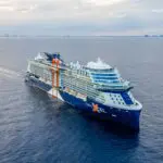 drone view of the Celebrity Xcel ship