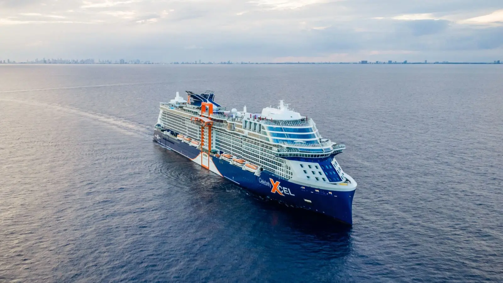 drone view of the Celebrity Xcel ship