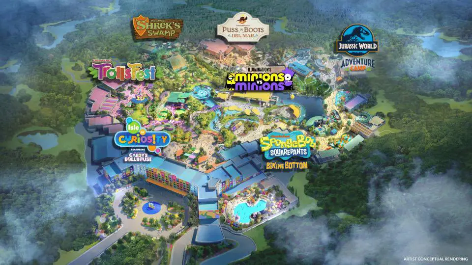Concept image of the map of Universal Kids Resort