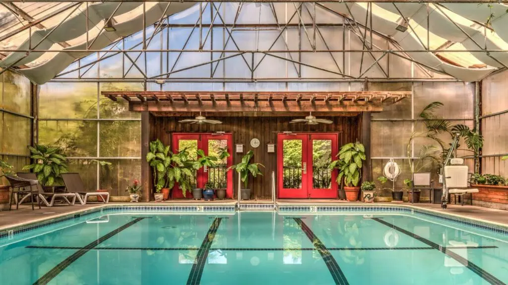 indoor swimming pool at the Stanford Inn in Mendocino