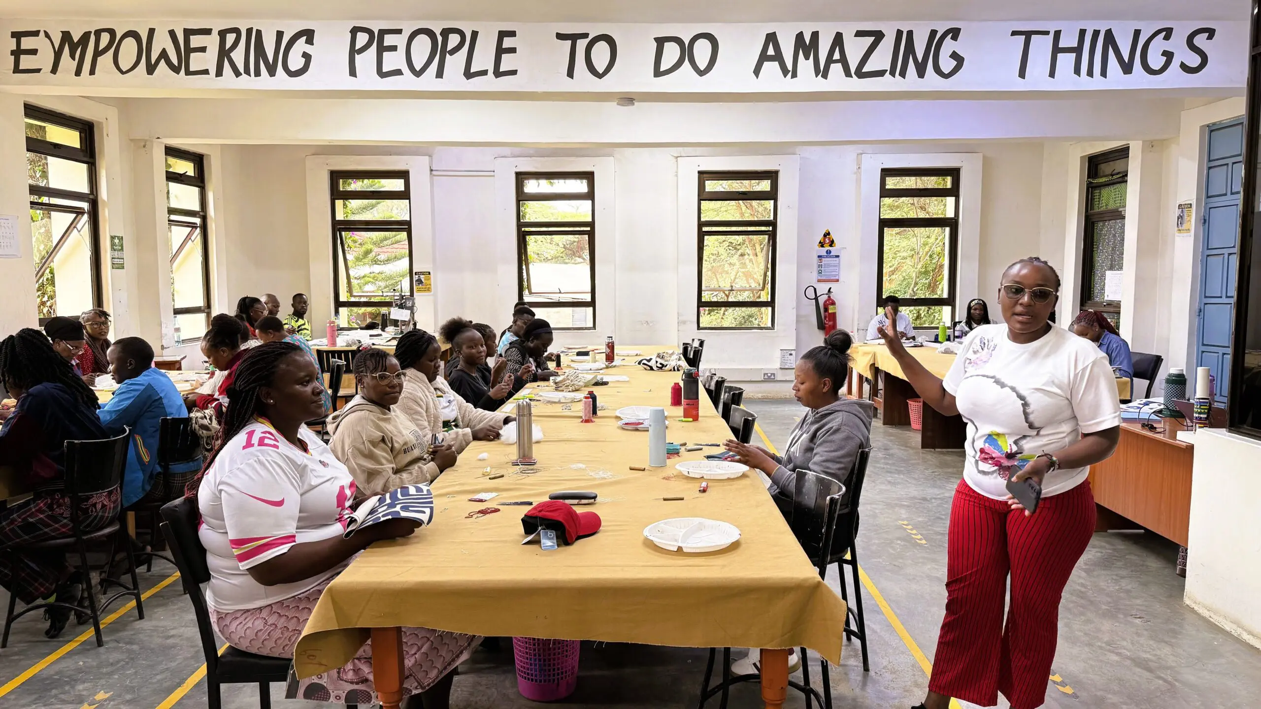 Women beading at Café Ubuntu