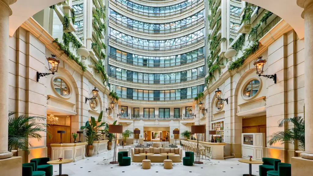 lobby of the Paris Marriott Champs Elysees