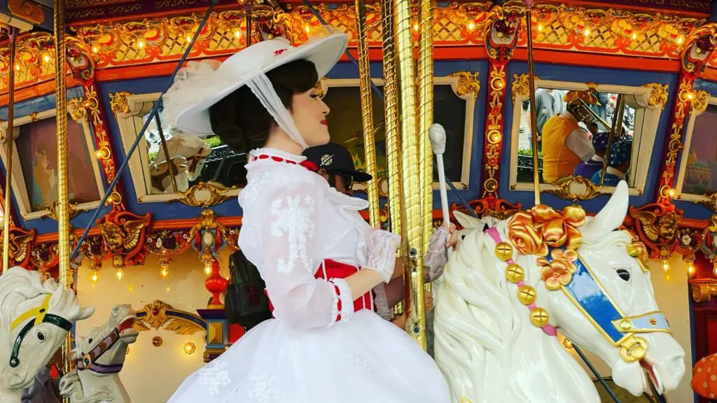 Mary Poppins on the merry go round at Disneyland