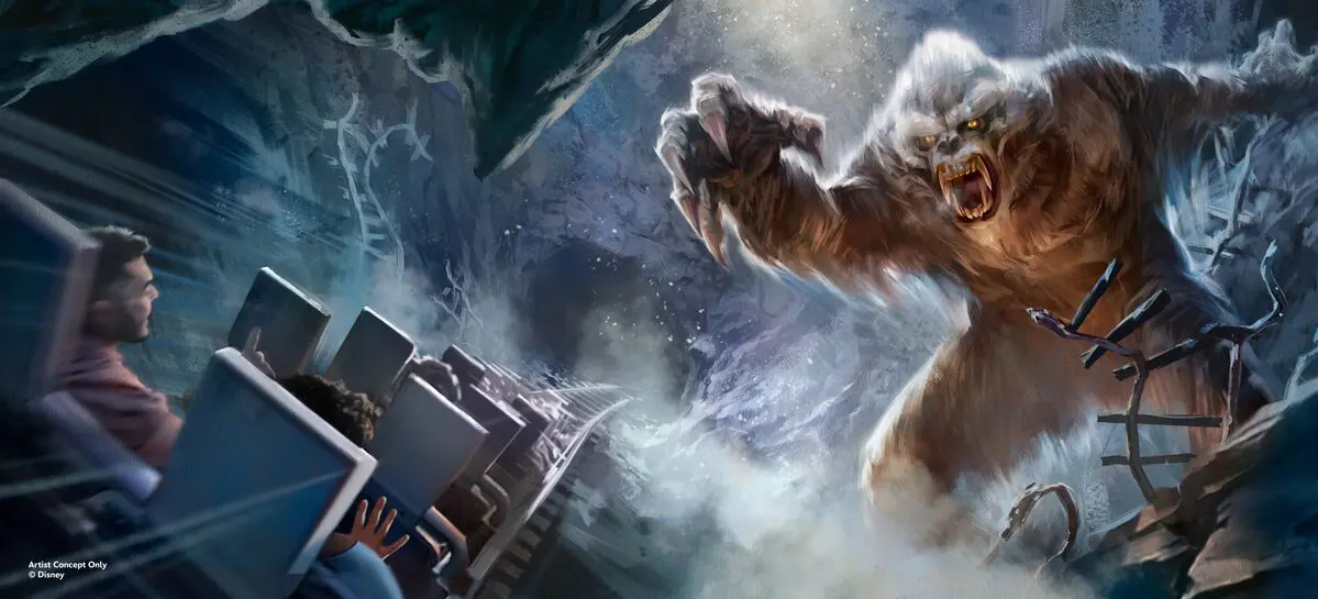Concept art for repaired yeti Audio-Animatronic on Expedition Everest at Walt Disney World