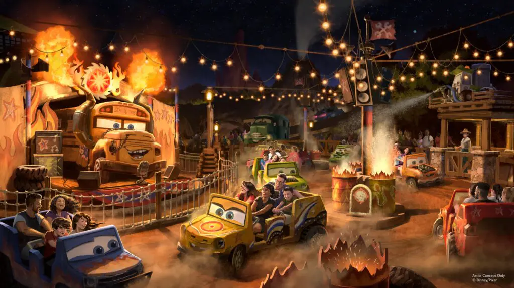 Concept art for Miss Fritter's Daredevil Spin-Along at Magic Kingdom