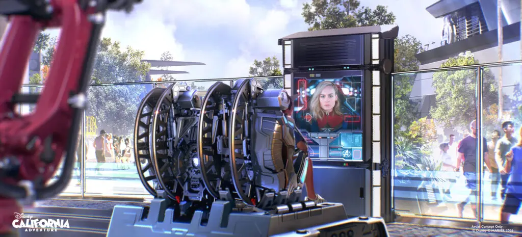 Rendering of Stark Flight Lab ride coming to Avengers Campus in Disney California Adventure