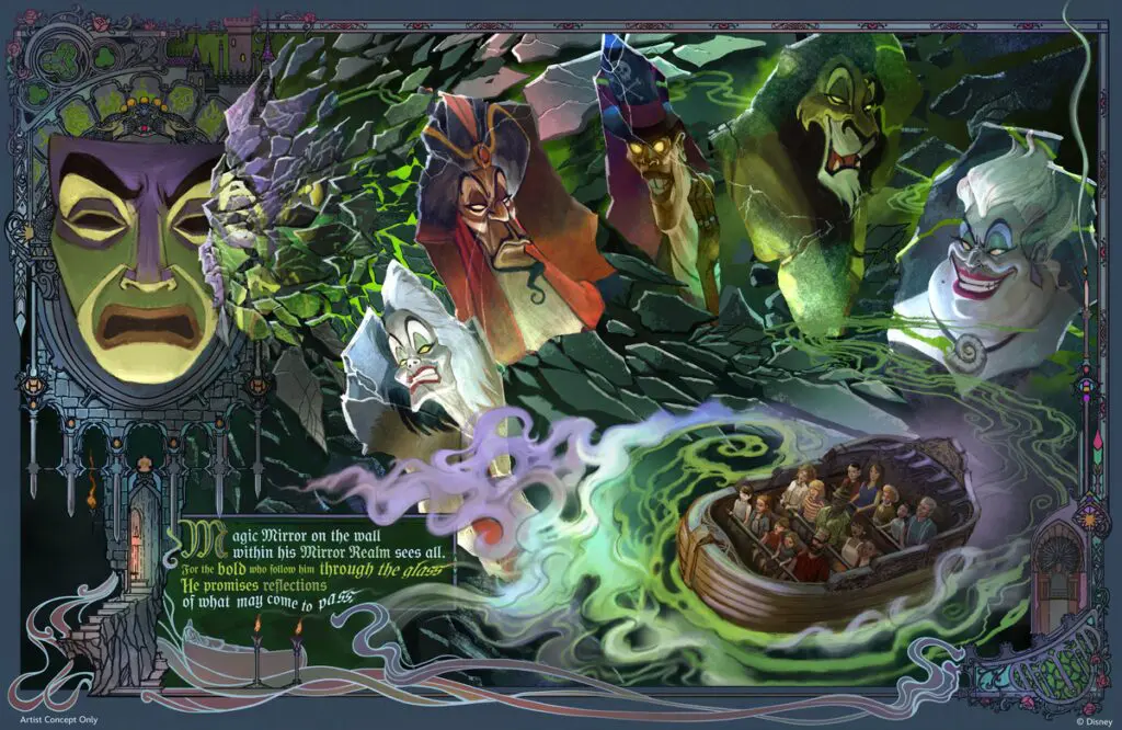 Villains Land concept art for Magic Mirror dark ride