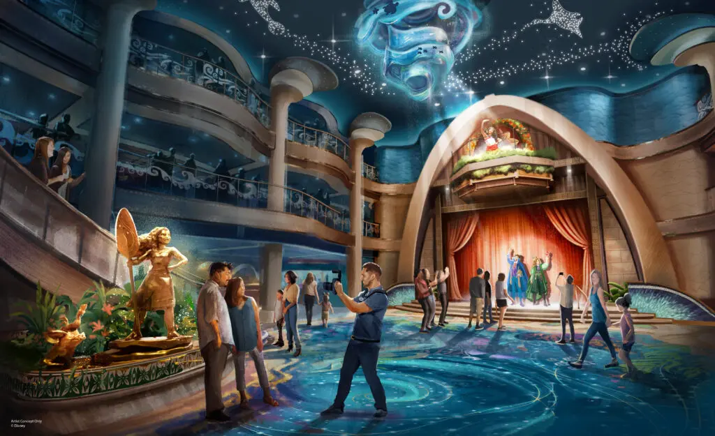 Concept art for Grand Hall on the Disney Believe themed after 'Moana'