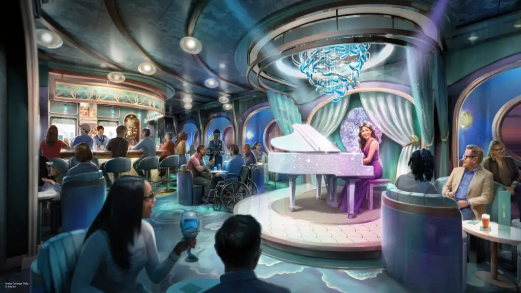 Concept art for Sea Notes piano bar coming to the Disney Believe