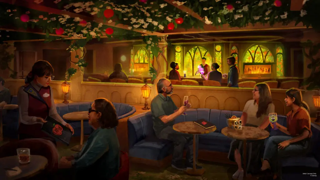 Concept art for Wishing Well lounge aboard the Disney Believe