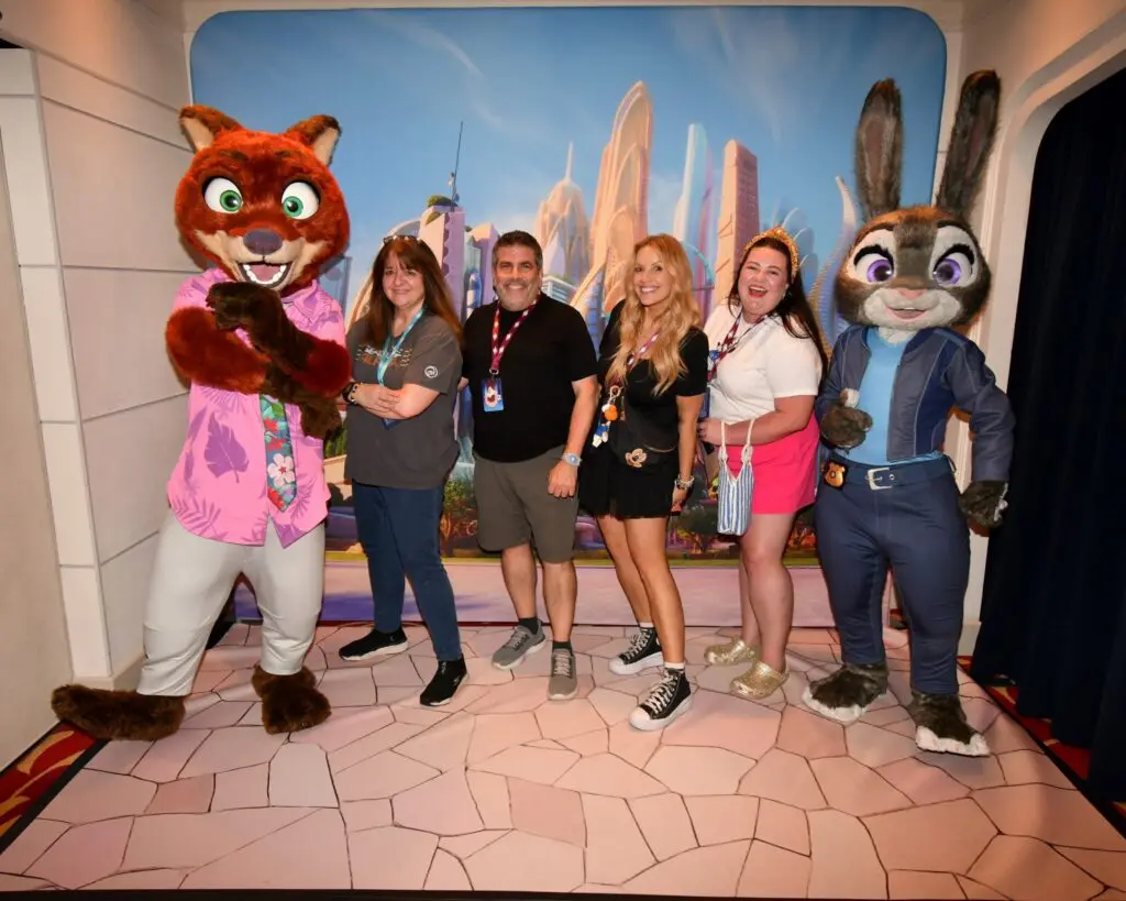 Megan and fellow content creators with Nick Wilde and Judy Hopps