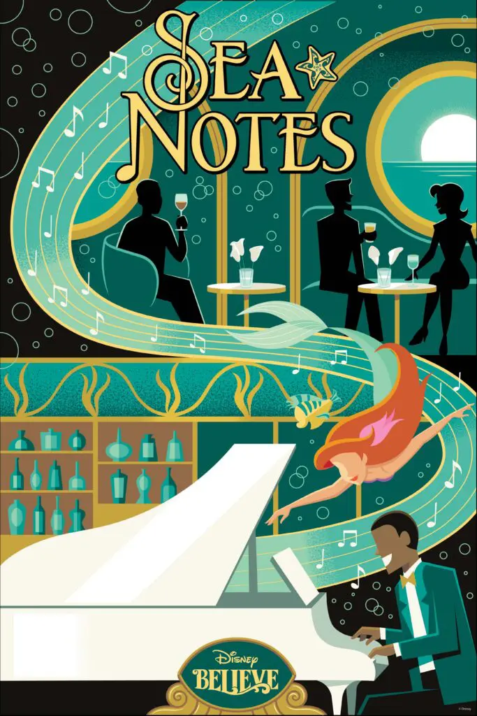 Poster for Sea Notes piano bar coming to the Disney Believe