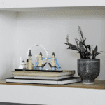 LEGO Architecture London set assembled and sitting on a shelf
