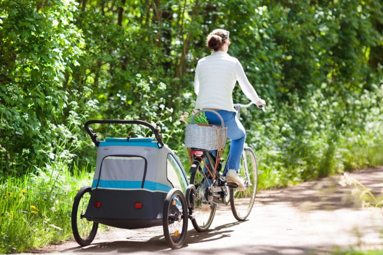 baby car seat in bike trailer
