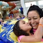 Mom and Daughter on Lazy River at Great Wolf Lodge