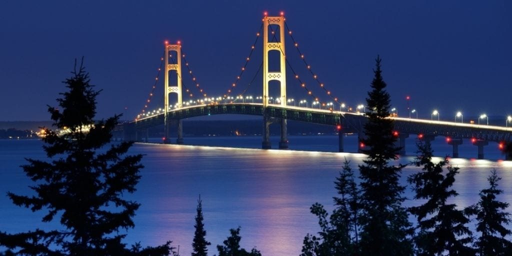 The five-mile-long Mackinac Bridge soars 200 feet above the water (Photo: Shutterstock)