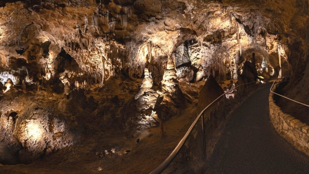 underground trail in Carlsbad Caverns National Park; national parks in spring