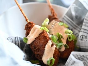 shrimp fritters at the Amelia Tavern, a favorite place to eat in Amelia Island, Florida