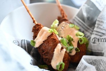 shrimp fritters at the Amelia Tavern, a favorite place to eat in Amelia Island, Florida