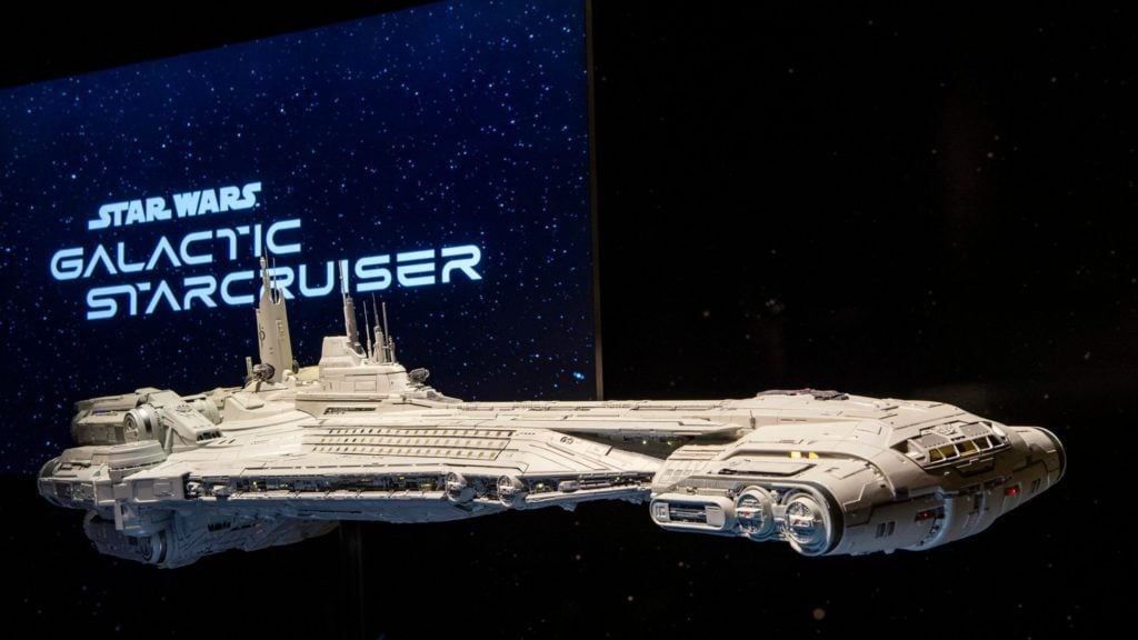 A model of the Halcyon starcruiser is viewable by guests for a limited time in Disney’s Hollywood Studios at Walt Disney World Resort in Lake Buena Vista, Fla. When guests book the two-night vacation experience for Star Wars: Galactic Starcruiser, debuting at Walt Disney World Resort in 2022, they will stay aboard this glamorous ship as they plunge into an all-immersive Star Wars story that goes beyond anything Disney has created before. (David Roark, photographer)