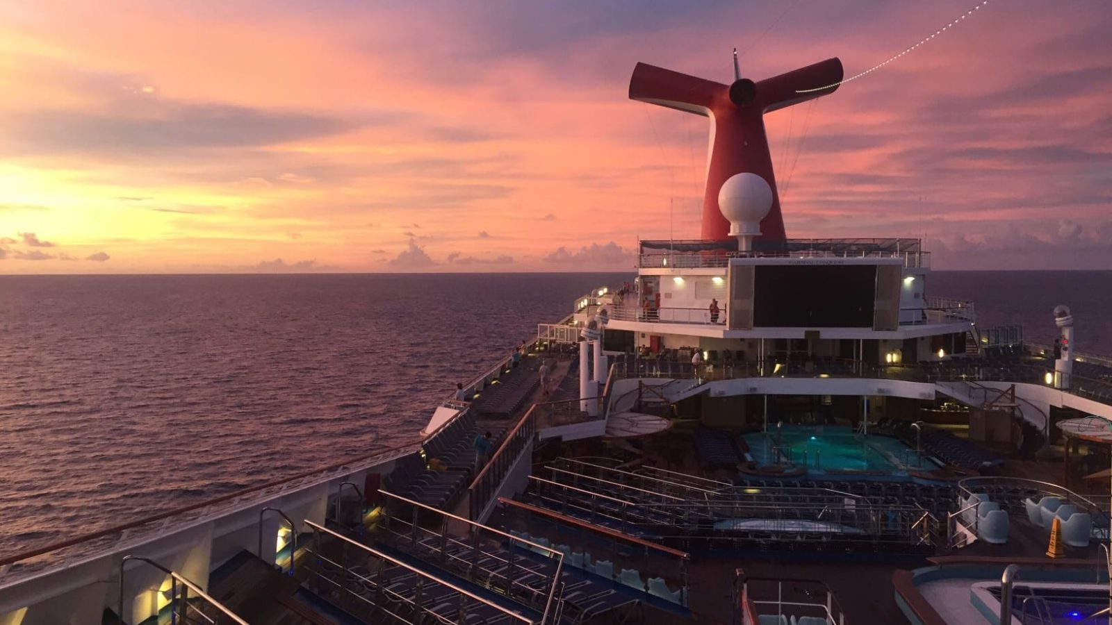 Cruise ship deck at sunrise
