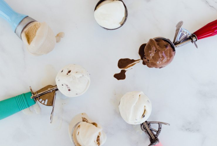 ice cream scoops against white background