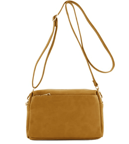 FashionPuzzle Triple Zip Small Crossbody Bag