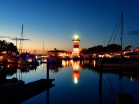 Hilton Head harbor at night