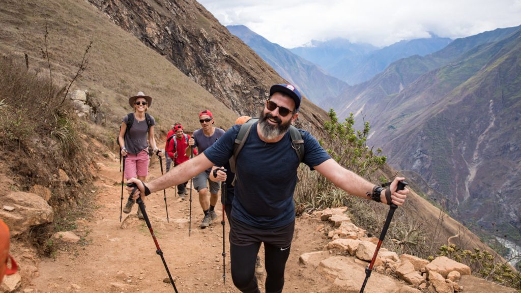 Older man hiking on an Intrepid Travel Peru trip