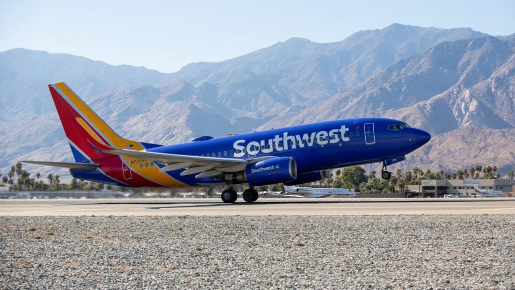 Southwest Airlines plane at Palm Springs International Airport (Photo: Stephen M. Keller)