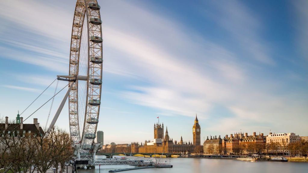 Westminster and London Eye in London, England