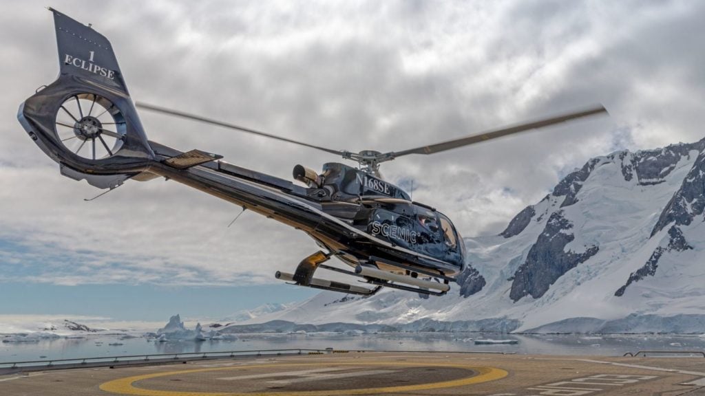 Helicopter onboard the Scenic Eclipse luxury Antarctica yacht (Photo: Scenic Luxury Cruises and Tours)