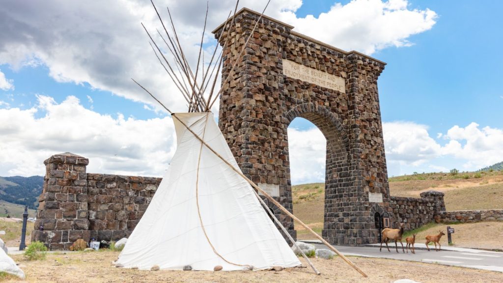 Teepee at Roosevelt Arch in Yellowstone National Park (Photo: NPS)