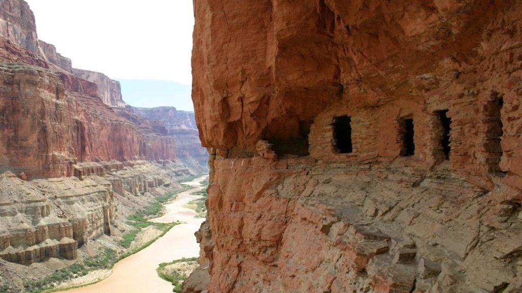 PREHISTORIC GRANARIES ABOVE NANKOWEAP IN MARBLE CANYON, GRAND CANYON NATIONAL PARK. MARK LELLOUCH, NPS.