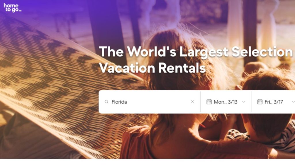 HometoGo vacation rental booking site home page