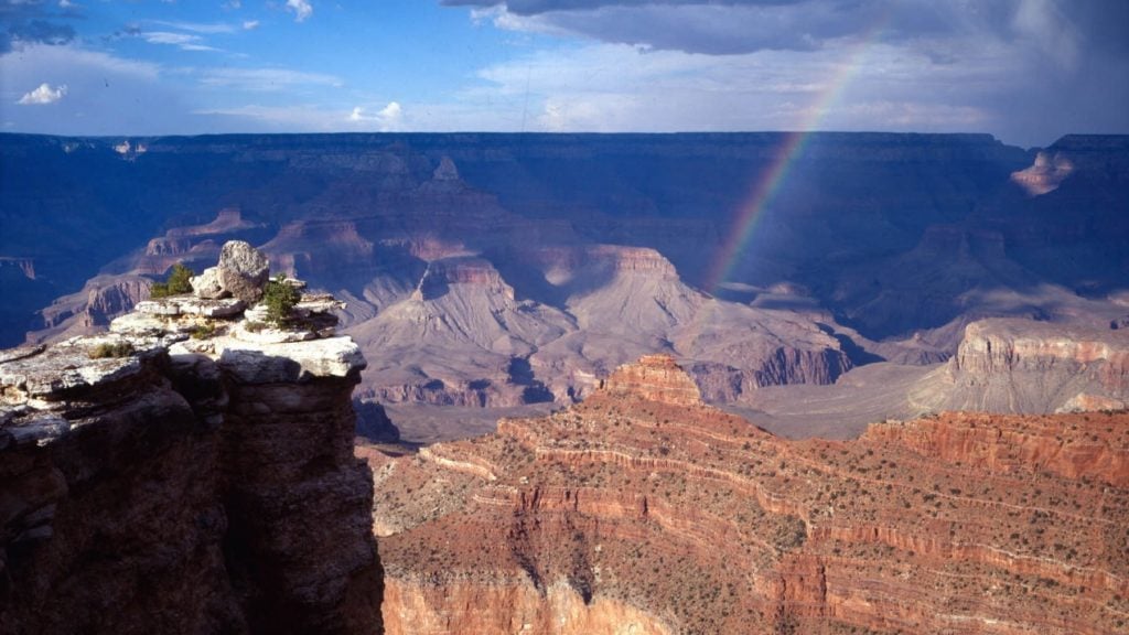 RAINBOW IN THE GRAND CANYON AS SEEN FROM NEAR MATHER POINT ON THE SOUTH RIM, GRAND CANYON N.P. NPS PHOTO.