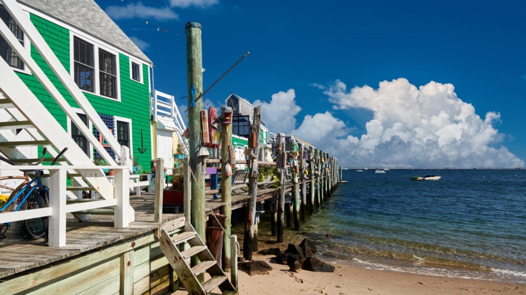 View of houses along the pier in Provincetown, Cape Cod, Massachusetts