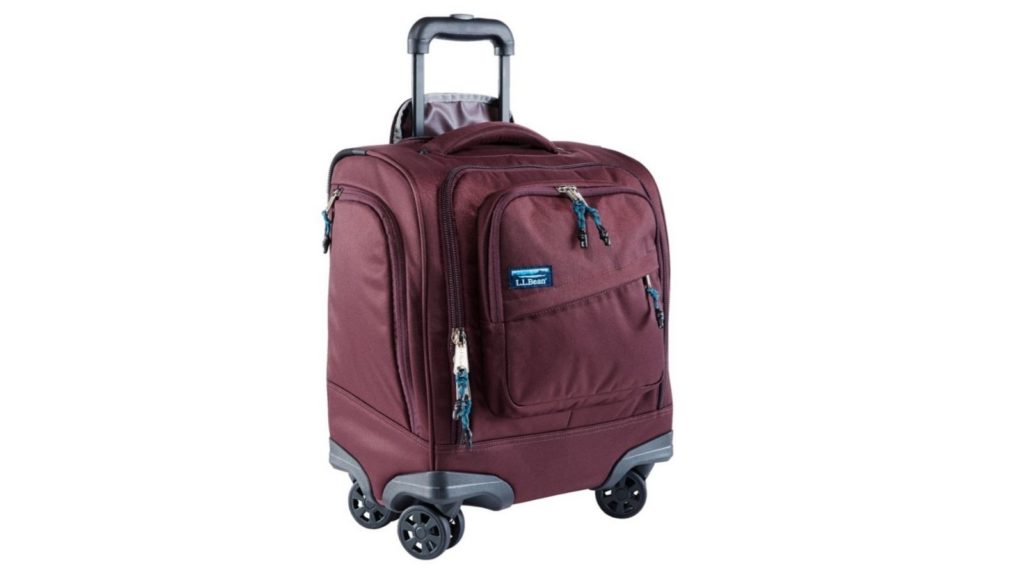 exterior of LL Bean Carryall underseat luggage in deep red