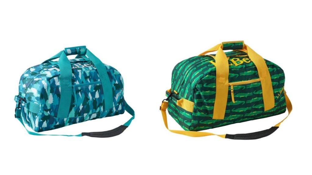 L.L.Bean kids luggage small and medium sized duffel bags with kid-friendly prints