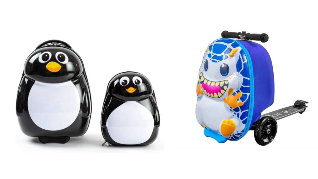 Kiddietotes scooter luggage and penguin matching suitcase and backpack