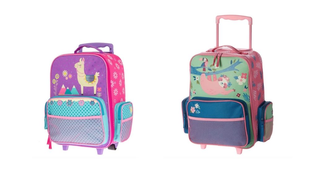 Stephen Joseph kids luggage in llama and sloth print fabrics