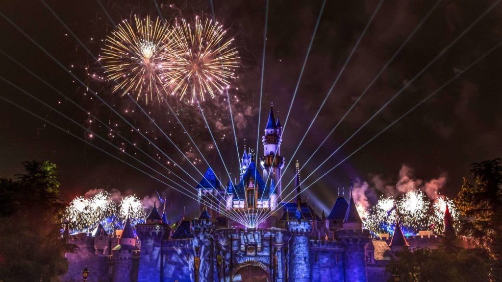 Disneyland fireworks over Cinderella's castle
