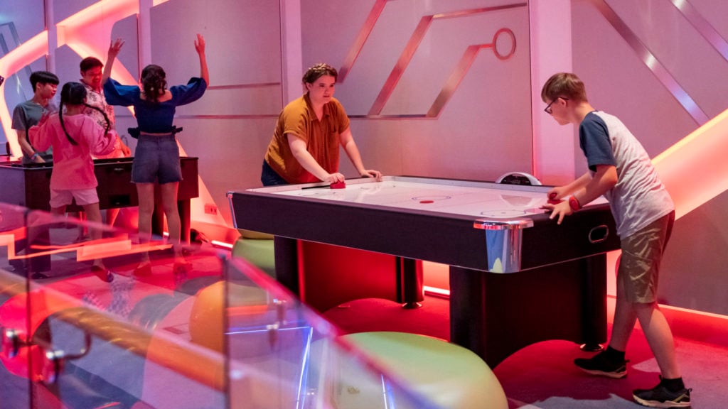 Hero Zone is a futuristic, free-play sports arena onboard the Disney Wish (Photo: Amy Smith)