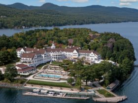 aerial view of The Sagamore Resort on Lake George