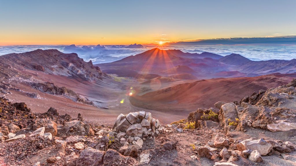 Sunrise over Haleakala on Maui in Hawaii