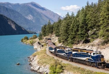 Rocky Mountaineer train along the Rainforest to Goldrush route