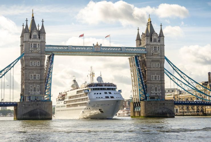 Silver Wind sails beneath Tower Bridge in London (Photo: Silversea Cruises)