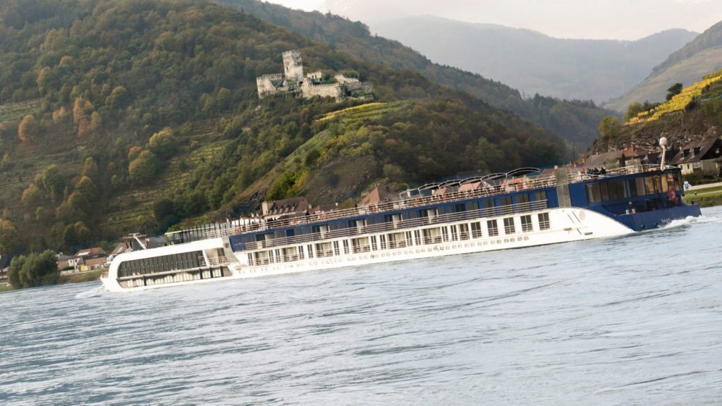 Adventures by Disney Danube River Cruise ship with castle and river